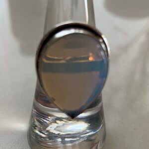 2014 Elegant Silver Ring with Blue Opalescent Translucent Teardrop Stone